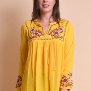 Bluza galbena cu motiv floral multicolor Ingrid 03