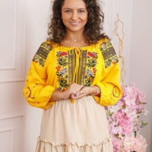 Bluza galbena cu motiv floral multicolor Simona 04