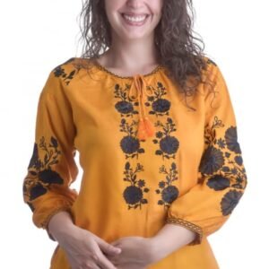 Bluza galbena cu motiv floral negru Natasa 03