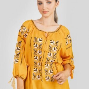 Bluza galbena cu motiv geometric multicolor Ruxandra 02