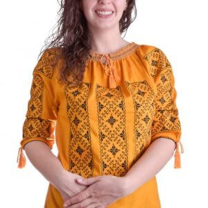 Bluza galbena cu motiv geometric negru Elvira 04