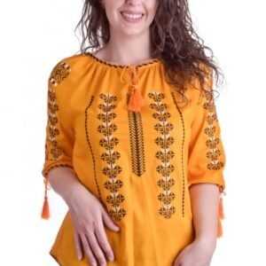 Bluza galbena cu motiv geometric negru Melissa 01