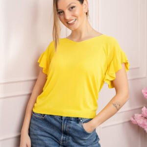 Bluza galbena cu volanas la maneci