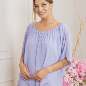 Bluza lila din voal cu maiou plisat