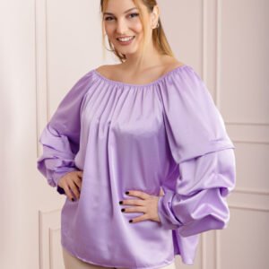 Bluza lila eleganta cu maneci bufante