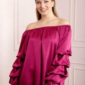 Bluza magenta eleganta cu maneci bufante