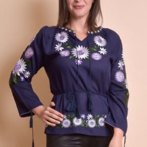 Bluza mov cu motiv floral multicolor Catrinel 08
