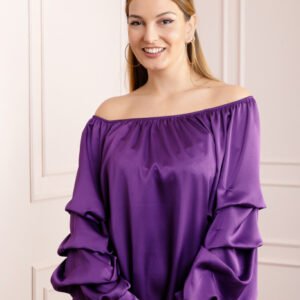 Bluza mov eleganta cu maneci bufante
