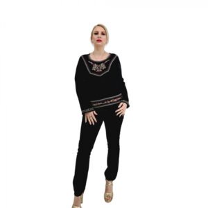Bluza neagra cu broderie - Cati 3