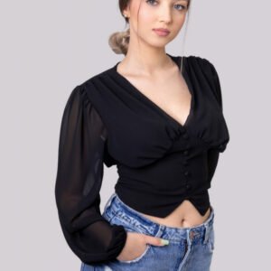 Bluza neagra cu maneci bufante