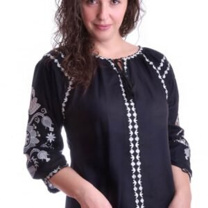Bluza neagra cu motiv alb Cecilia