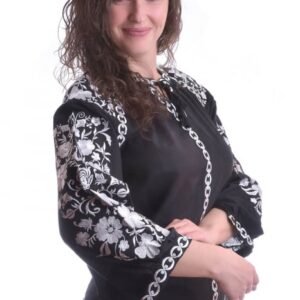 Bluza neagra cu motiv alb Ecaterina