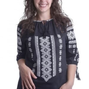 Bluza neagra cu motiv alb Octavia