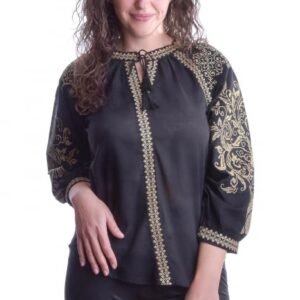 Bluza neagra cu motiv auriu Tereza