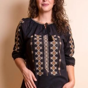 Bluza neagra cu motiv crem Georgeta