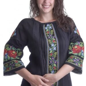 Bluza neagra cu motiv floral multicolor Francesca 01