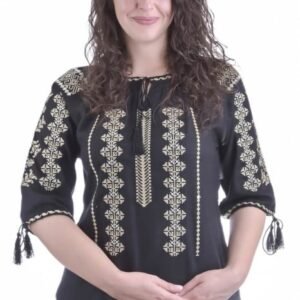 Bluza neagra cu motiv geometric auriu Melissa 06