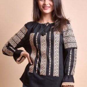 Bluza neagra cu motiv geometric crem Anca 02