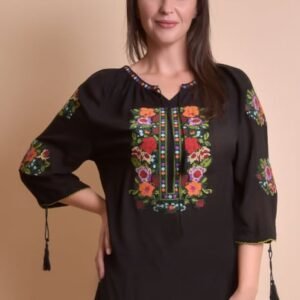 Bluza neagra cu motiv multicolor Ela 02