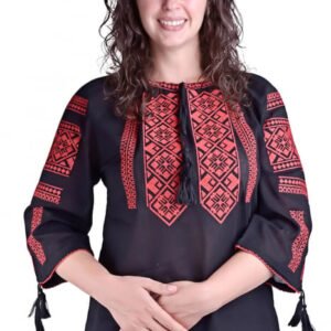Bluza neagra cu motiv rosu Marta