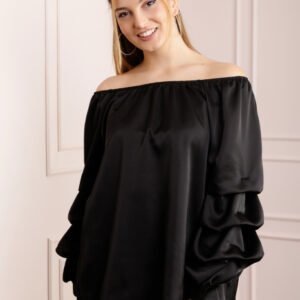 Bluza neagra eleganta cu maneci bufante