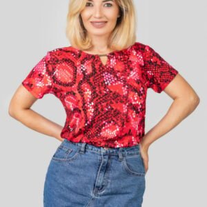 Bluza rosie cu imprimeu snake