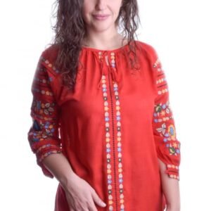 Bluza rosie cu motiv multicolor Livia
