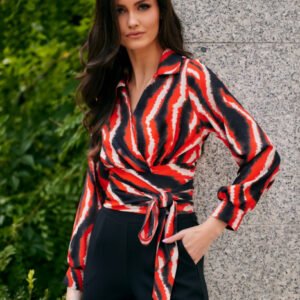 Bluza rosie petrecuta cu animal print