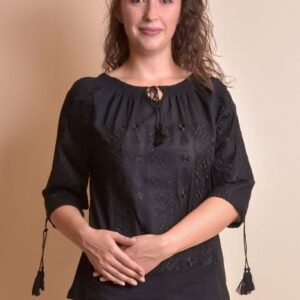 Bluza tip ie neagra cu motiv geometric negru Daiana 03