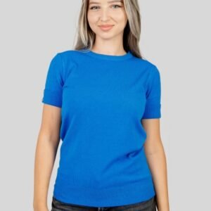 Bluza tricotata albastra cu nasturi decorativi