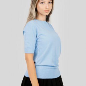 Bluza tricotata bleu cu fir stralucitor