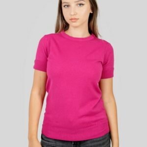 Bluza tricotata ciclam cu nasturi decorativi