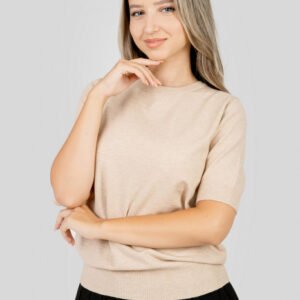 Bluza tricotata crem cu fir stralucitor