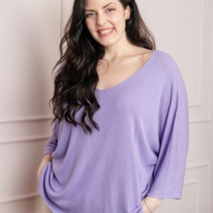 Bluza tricotata lila cu maneci liliac