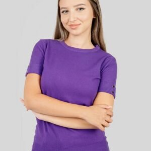 Bluza tricotata mov cu nasturi decorativi