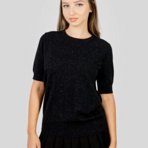 Bluza tricotata neagra cu fir stralucitor