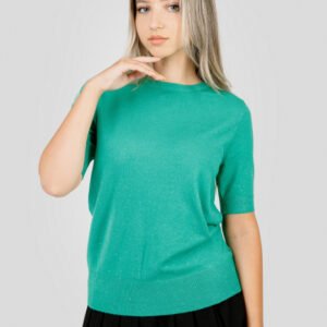Bluza tricotata verde cu fir stralucitor