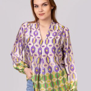 Bluza vaporoasa cu imprimeu mov