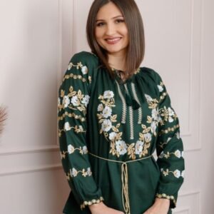 Bluza verde cu motiv floral alb Nina 03