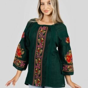 Bluza verde cu motiv floral multicolor Francesca 05