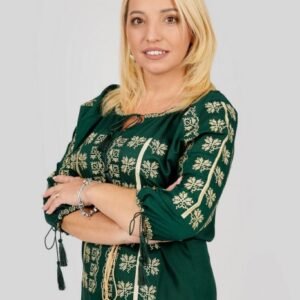 Bluza verde cu motiv geometric auriu Alice