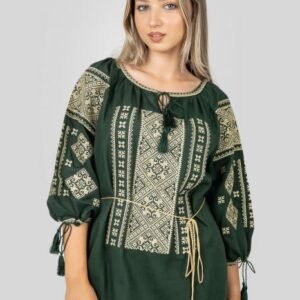 Bluza verde cu motiv geometric auriu Sonia