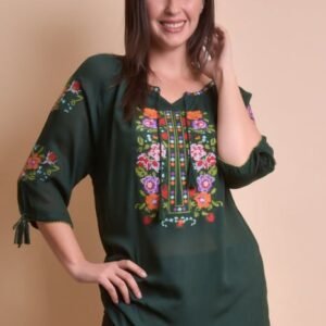 Bluza verde cu motiv multicolor Ela 01
