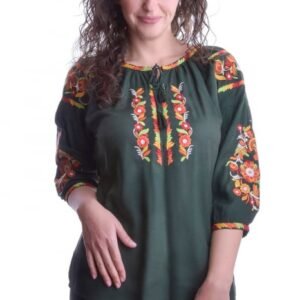Bluza verde cu motiv multicolor Elena