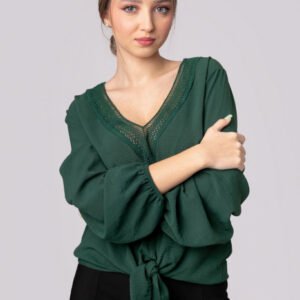 Bluza verde cu nod in talie
