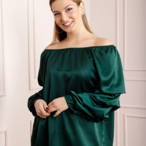 Bluza verde eleganta cu maneci bufante