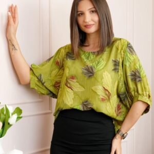 Bluza verde lime cu imprimeu floral Harper plus size