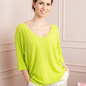 Bluza verde lime cu maneci liliac