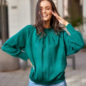 Bluza verde oversized cu maneci raglan