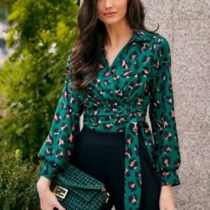 Bluza verde petrecuta cu animal print